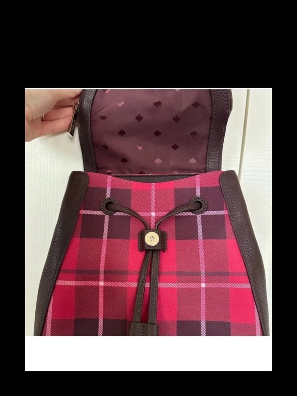 Kate Spade New York Dark Brown/Multi- Color Backpack Purse with Adjustable Strap - Picture 2 of 4